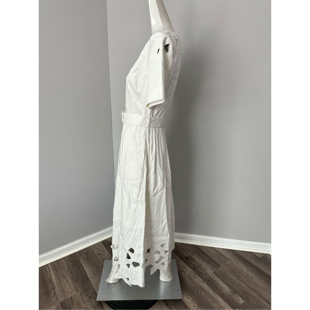 NWT SIMKHAI White Jilly Abstract Embroidery Short Sleeve Midi Dress US 4 $395 - Picture 6 of 10